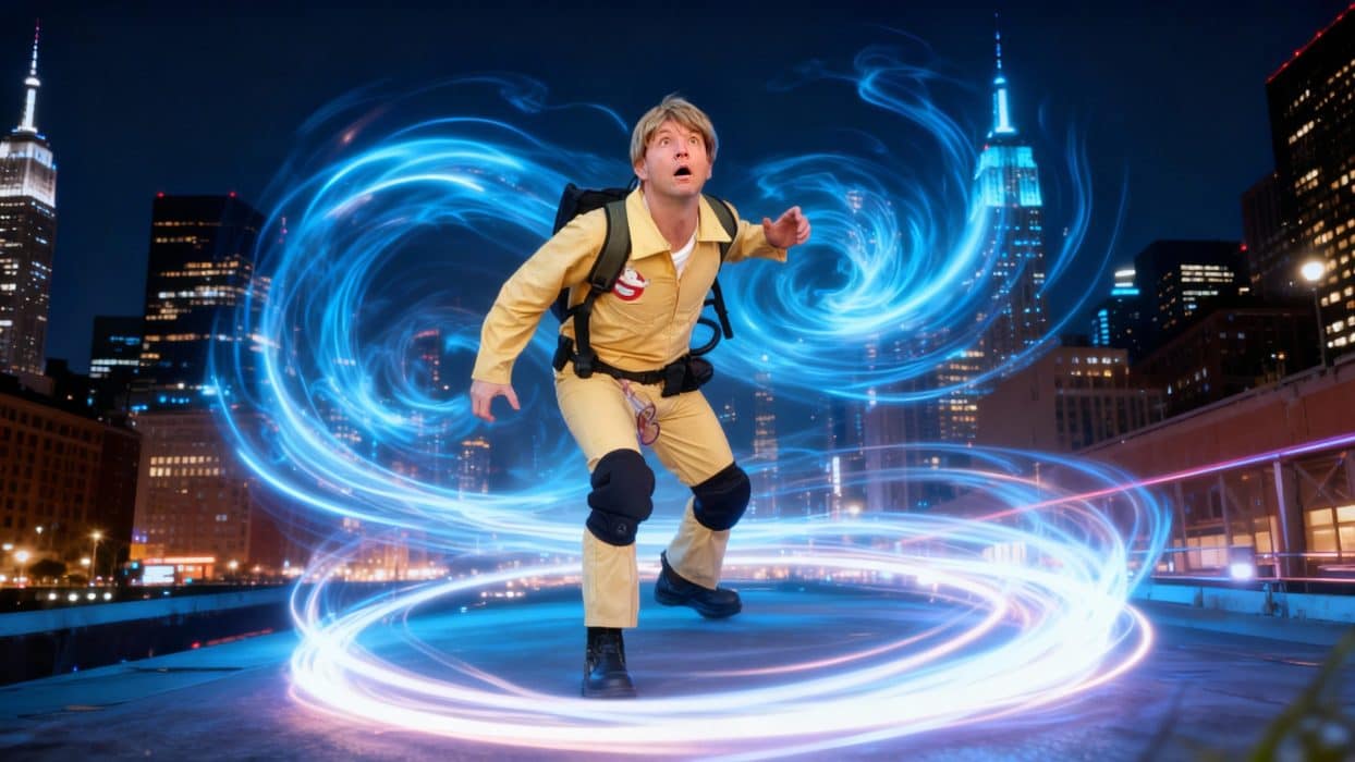 Ghostbusters in action - chasing rooftop ghosts at kid's parties in Sydney