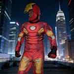 Tech-superhero party entertainer Sydney – Ironing Man strikes a heroic pose after saving the day