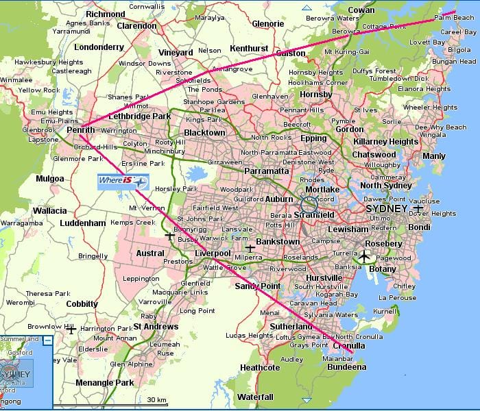 Sydney areas we cover for kids party entertainment are shown on this map