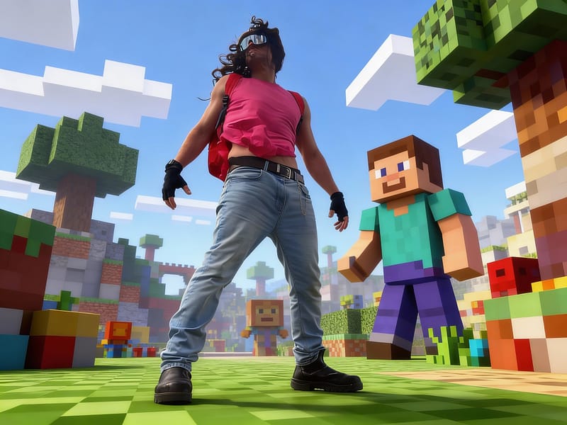 Block Builder party entertainer Sydney, Garbageman Goofball in action – adventurer entertainer strikes a heroic pose